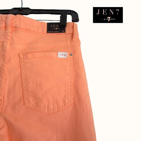 7 For All Mankind NEW Peach Colored Denim Cropped Skinny Jean 8 - Picture 9 of 11